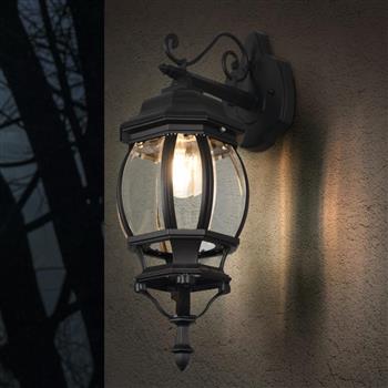 Elvo IP44 Downward Facing Outdoor Matt Black Wall Light 206960132