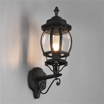 Elvo IP44 Upward Facing Outdoor Matt Black Wall Light 206967132