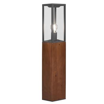 Garonne IP44 Natural Wood & Anthracite Outdoor Post Lamp 401860130