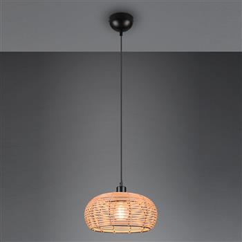 Inga Natural Rattan And Matt Black Single Pendant Fitting 312200136