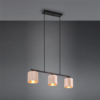 Julieta Matt Black And Fawn Velvet Linear Pendant Fitting 319000344