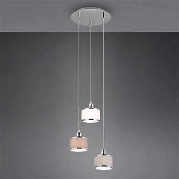 Kaprun Chrome And Grey Three Light Ceiling Pendant 311630306