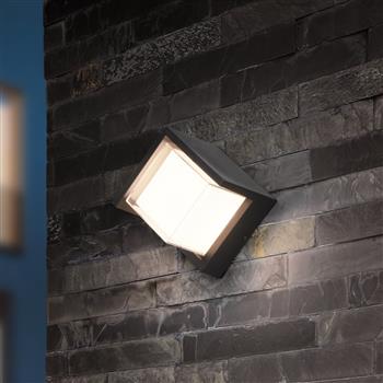 Puno IP54 Matt Black And White Outdoor Cube LED Wall Light R27026132