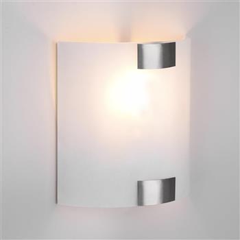 Pura White Frosted Glass Curved Single Wall Light 