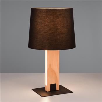 Rahul LED Natural Wood And Black Table Lamp 547610232