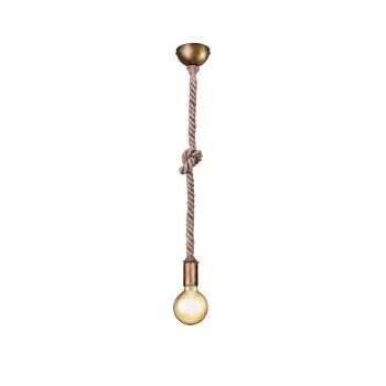 Rope Single Old Brass & Brown Ceiling Pendant 310100104