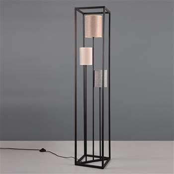 Ross 3 Light Matt Black Grey & Beige Floor Lamp 403100317
