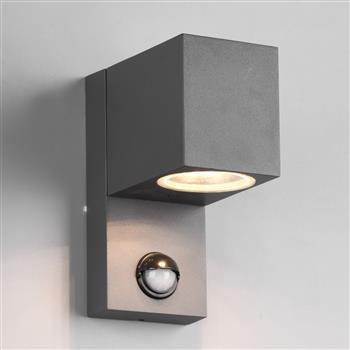 Roya IP44 Small Cubed Outdoor Anthracite PIR Wall Light 214269142