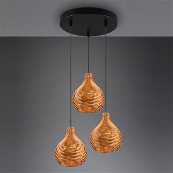 Sprout 3 Light Rattan Cluster Pendant 