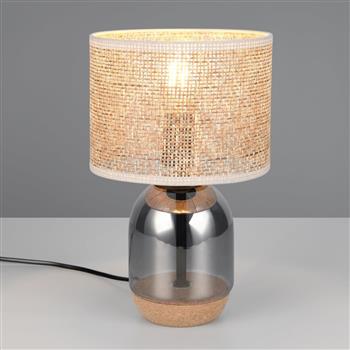 Tara 327mm High Glass And Wicker Table Lamp 564900157