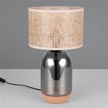 Tara 430mm High Glass And Wicker Table Lamp 564990157