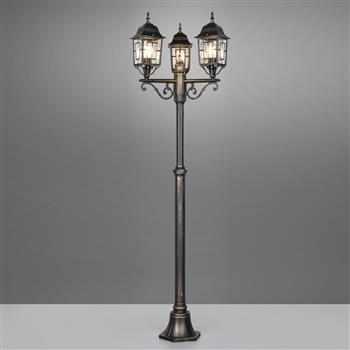 Volturno IP44 2000mm Antique Rust Outdoor Three Light Post 405960328