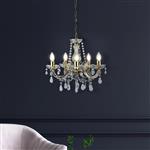 Marie Therese Brass and Clear Crystal 5 Arm Chandelier 699-5