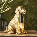 Labrador Puppy Gold Painted Resin Table Lamp 107364