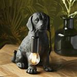 Labrador Puppy Matt Black Resin Table Lamp 107365