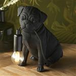 Pug Puppy Matt Black Painted Resin Table Lamp 107325