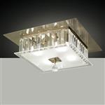 Tosca Antique Brass Square Crystal Flush Ceiling Light IL30247