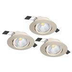 Saliceto Pack Of 3 LED Satin Nickel Round Recessed Spot Lights 900746