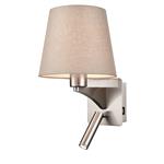 Benton LED Switched Taupe & Satin Nickel Dual Wall Light WB125/1176