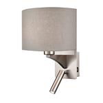Benton Switched Grey Half Shade & Satin Nickel LED Wall Light FRA949