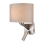 Benton Switched Taupe & Satin Nickel LED Wall Light WB125/1184