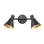 Skoop Double Switched Adjustable Black & Gold Wall Light FL2444-2