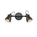 Fiza Matt Black & Gold Double Switched Wall Light FRA1013