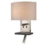 Lonnie LED Satin Nickel & Black/Taupe Charger Wall Light WB123/1184