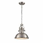 Vista Industrial Satin Nickel Domed Ceiling Pendant Fitting PCH180