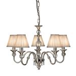 Polina 5 Arm Polished Nickel Pendant with Beige Shades 63580