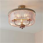Champagne Three Light Rose Pink Glass Ceiling Light Aglaia-SCR