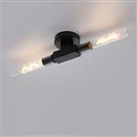 Kentucky Satin Black 2 Light IP44 Bathroom Ceiling Light LT31588