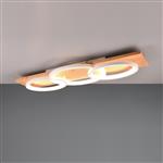 Barca LED Triple Wood And Matt White Flush Ceiling Fitting 641110331
