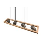 Bell Four Light Natural Wood & Antique Nickel Ceiling Pendant 301900467