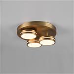 Franklin LED 3 Light Old Brass Flush Ceiling Fitting 626510304