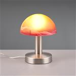 Fynn 2 Matt Nickel And Orange Alabaster Touch Table Lamp 599100118