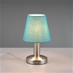 Mats 2 Matt Nickel And Turquoise Shade Touch Table Lamp 599700119