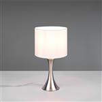Sabia Small Matt Nickel And White Shade Table Lamp 515790107