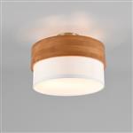 Saesons 2 Light White And Wood Semi-Flush Ceiling Fitting 611500201