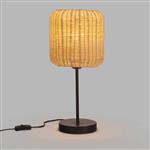 Cortic Light Wood Rattan And Black Table Lamp DE-0215-NAT
