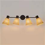 Nature Adjustable Rattan and Black Wall Or Ceiling Four Light DE-0222-NAT