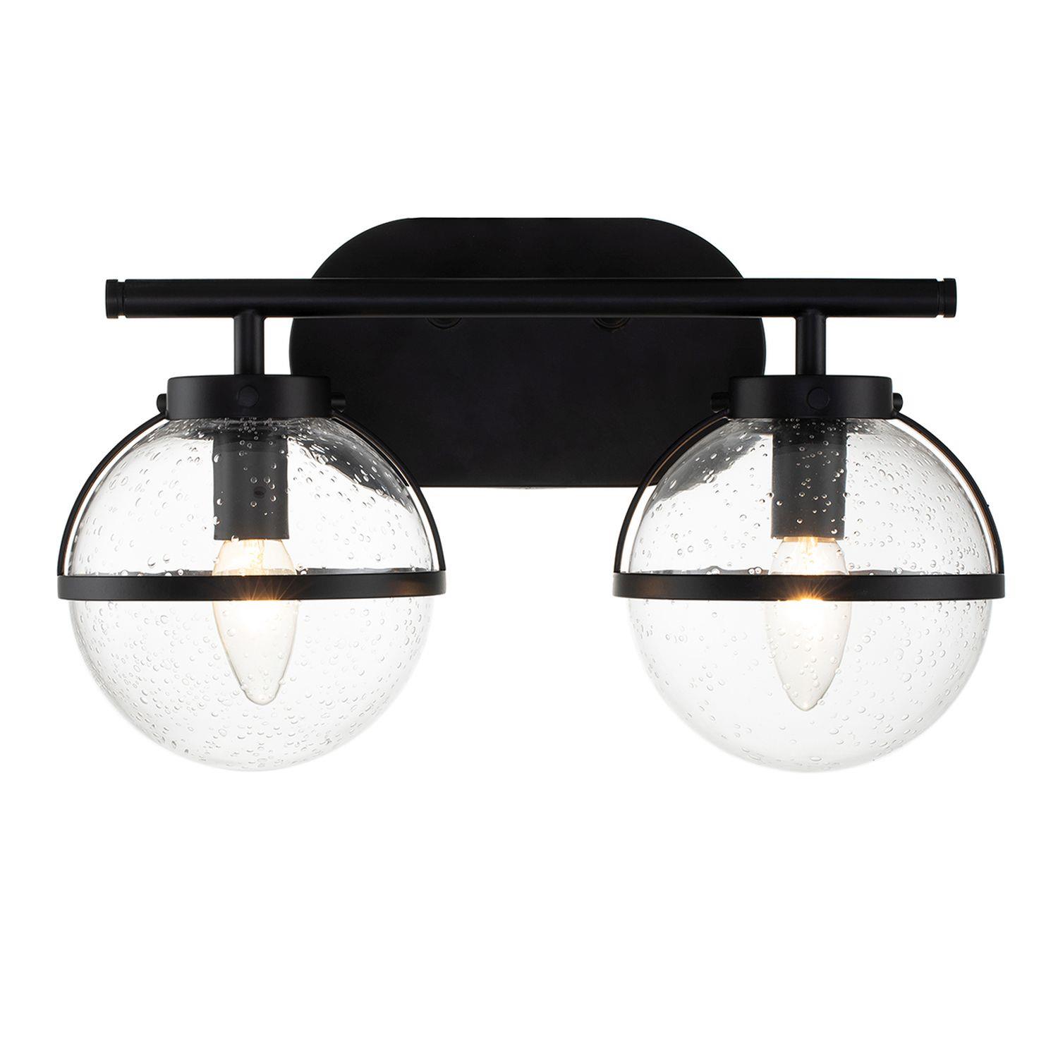 Hollis IP44 Bathroom Double Wall Lights Clear Glass The Lighting