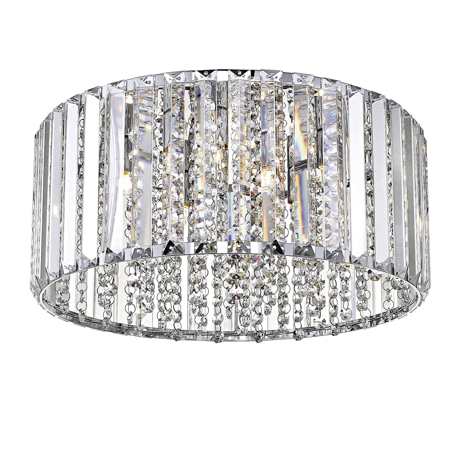 Diore 5 Light Crystal & Chrome Flush Ceiling F | The Lighting Superstore