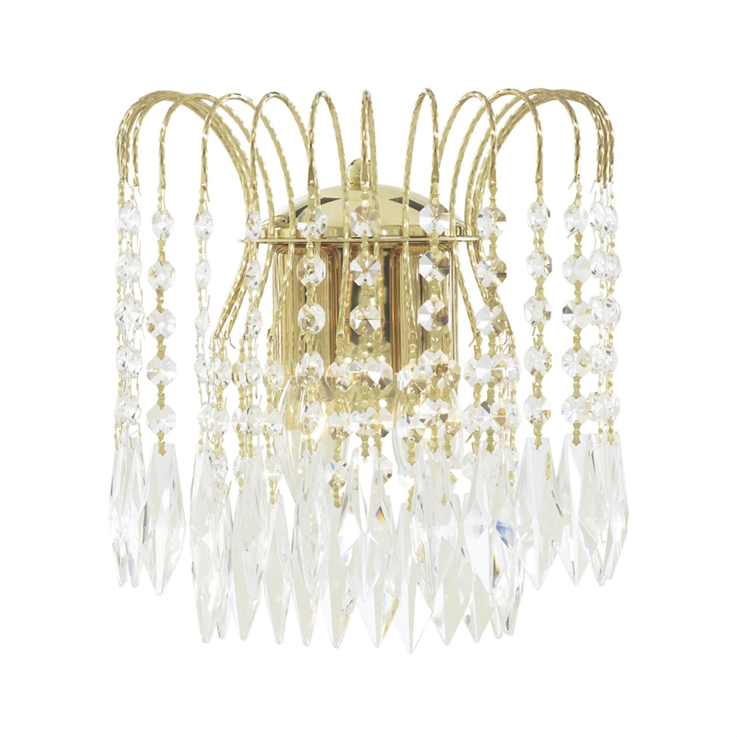 Waterfall Crystal and Gold 2 Light Wall Fitting 5172-2