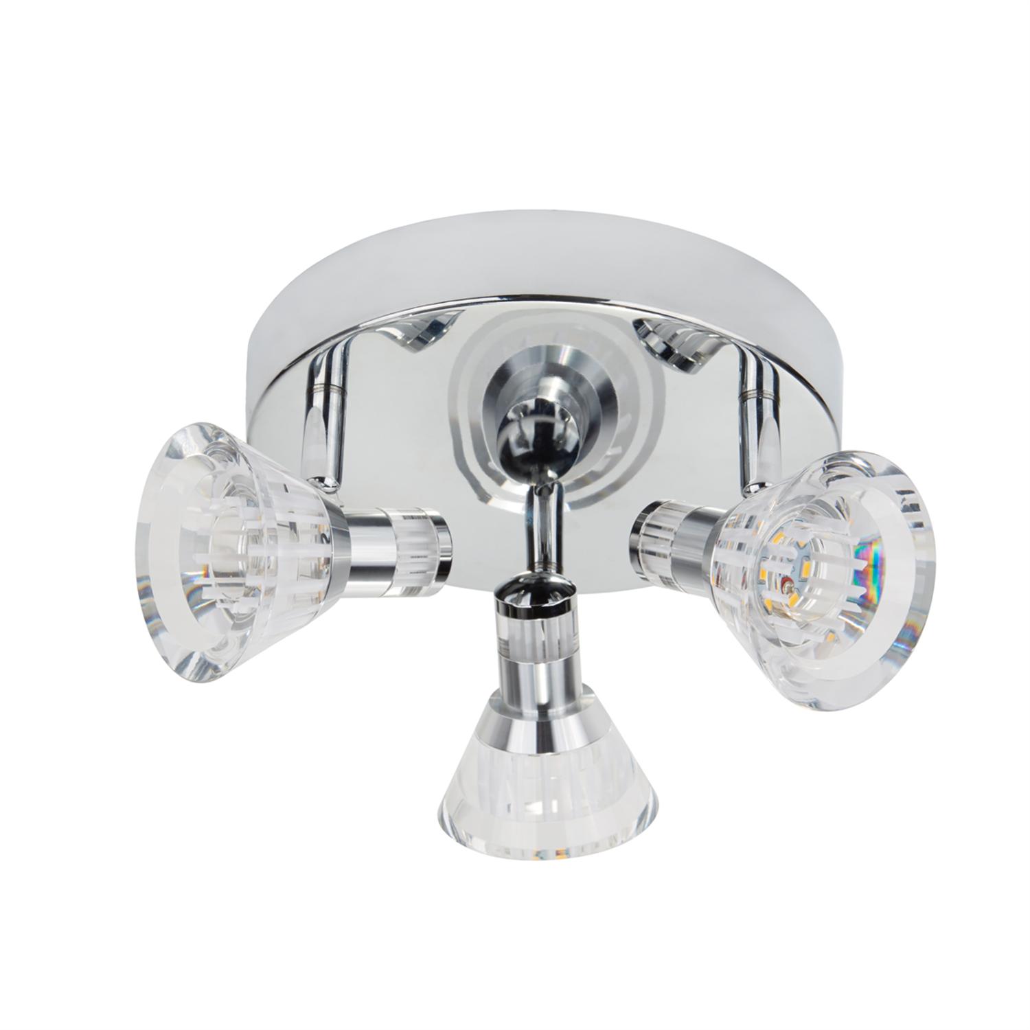 Flute LED Chrome Round Three Arm Bathroom Ceiling Fitting 6363Cc | The ...