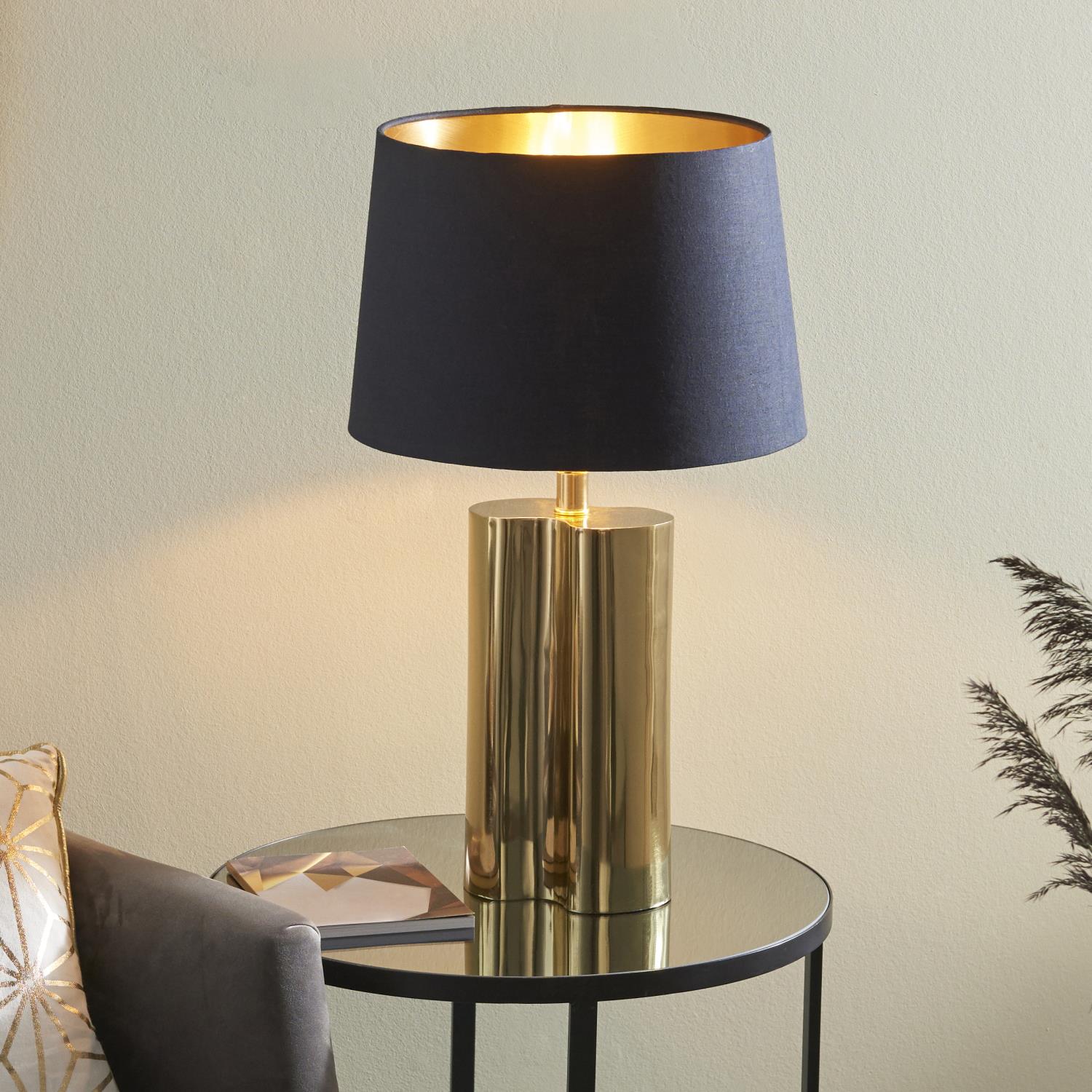 Calan Gold Effect Table Lamp With Black Shade 93137 | The Lighting ...