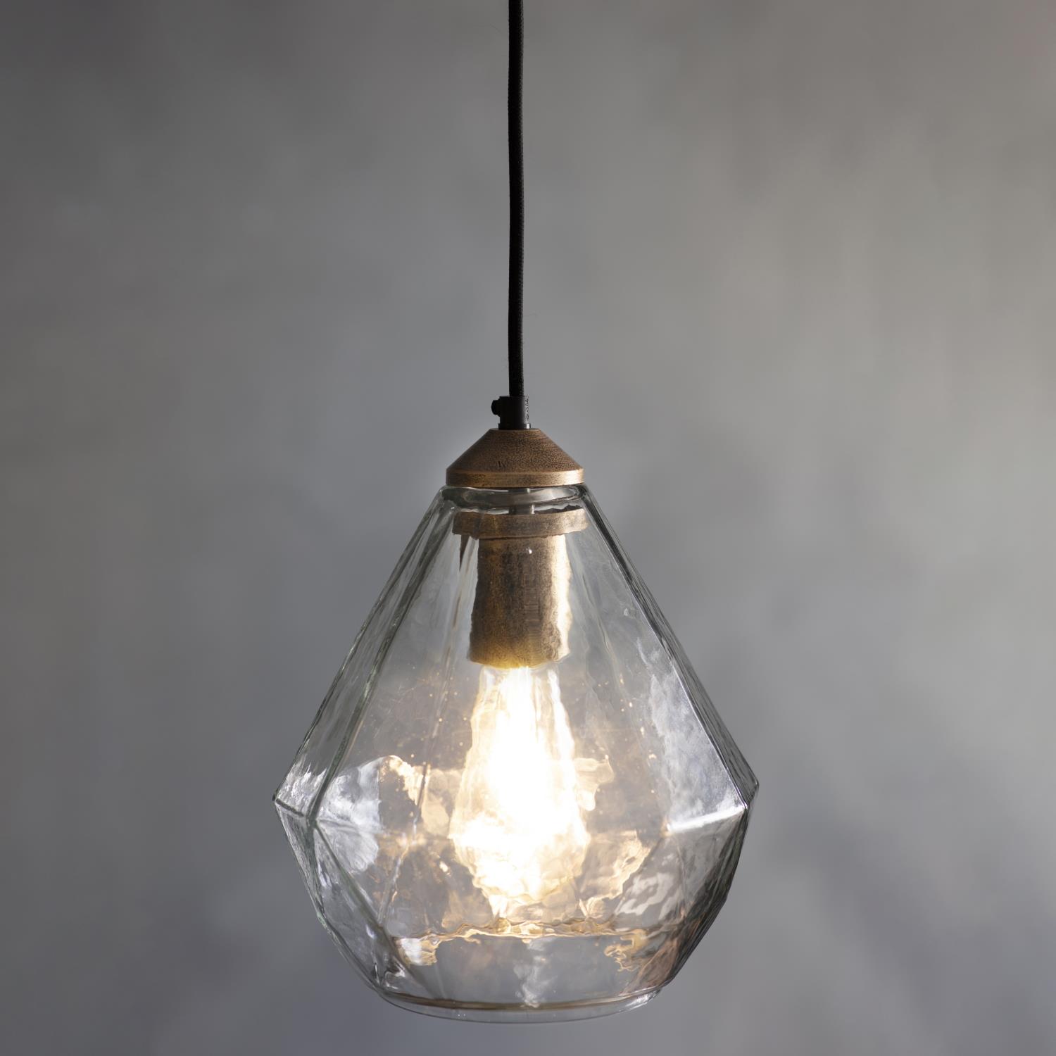 Ebbe Antique Gold Finish Clear Glass Pendant 95462 | The Lighting ...