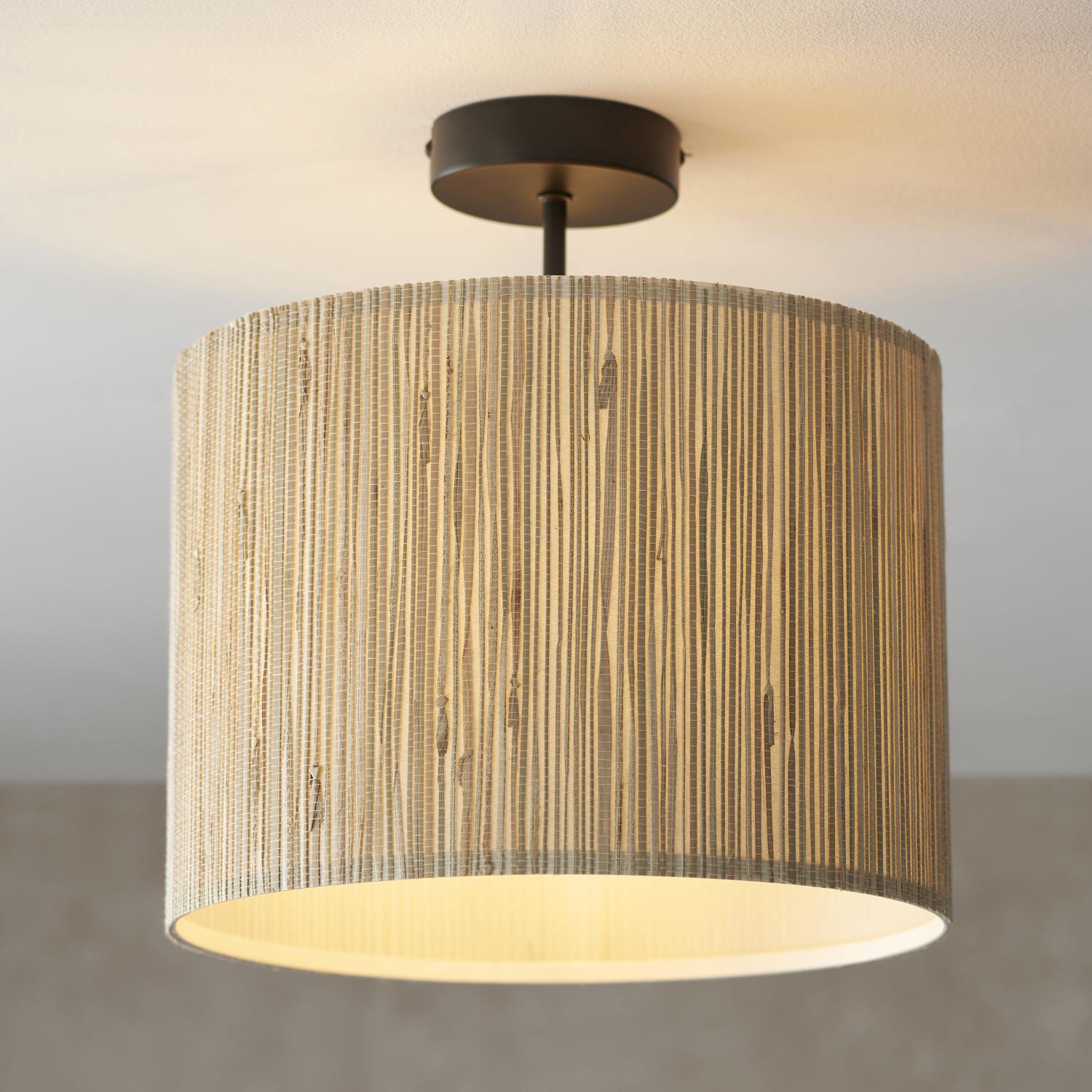 Longshore Semi Flush Natural Seagrass And Black Ceiling Light 101695 The Lighting Superstore 8080