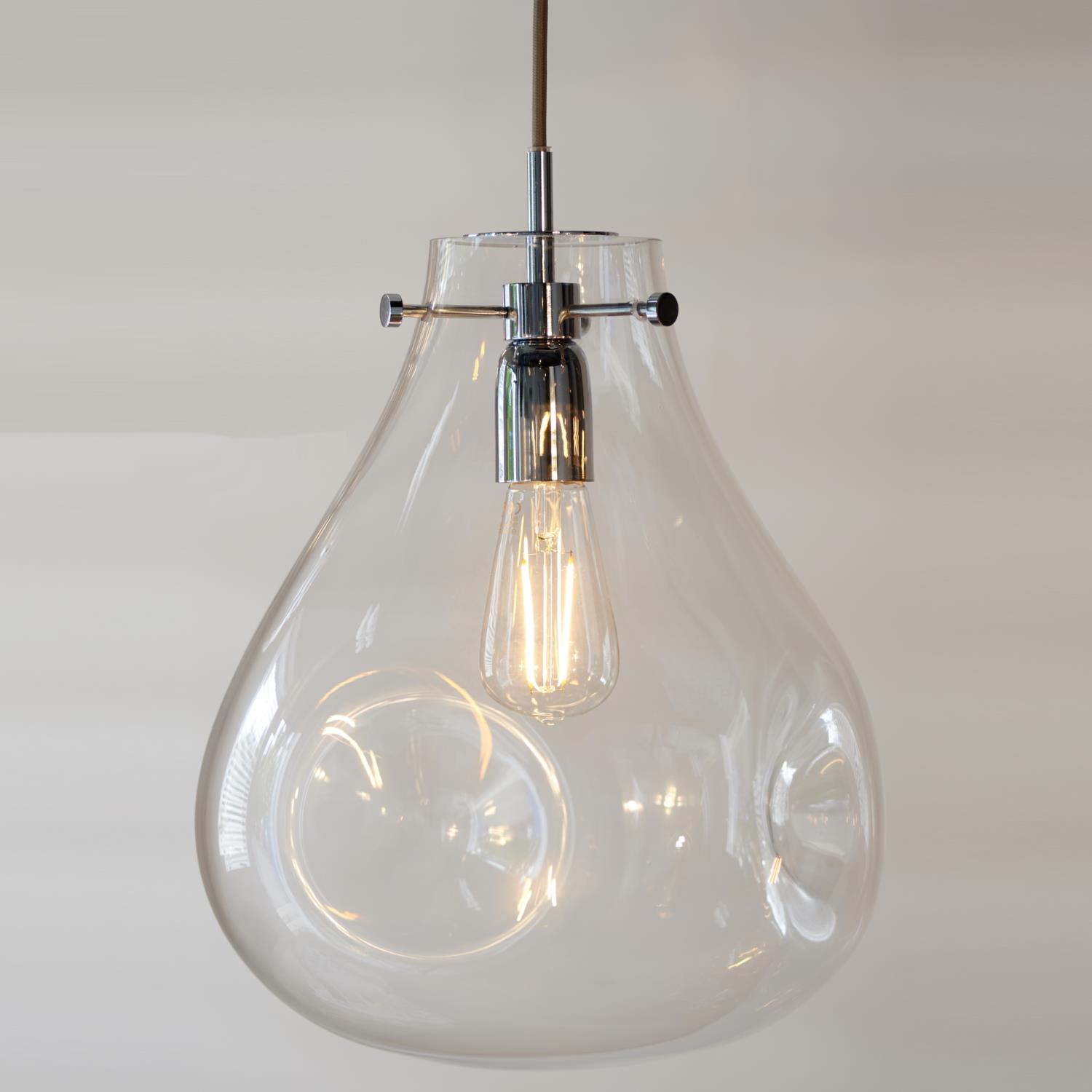 Utopia Chrome And Clear Glass Pendant 94521 | The Lighting Superstore