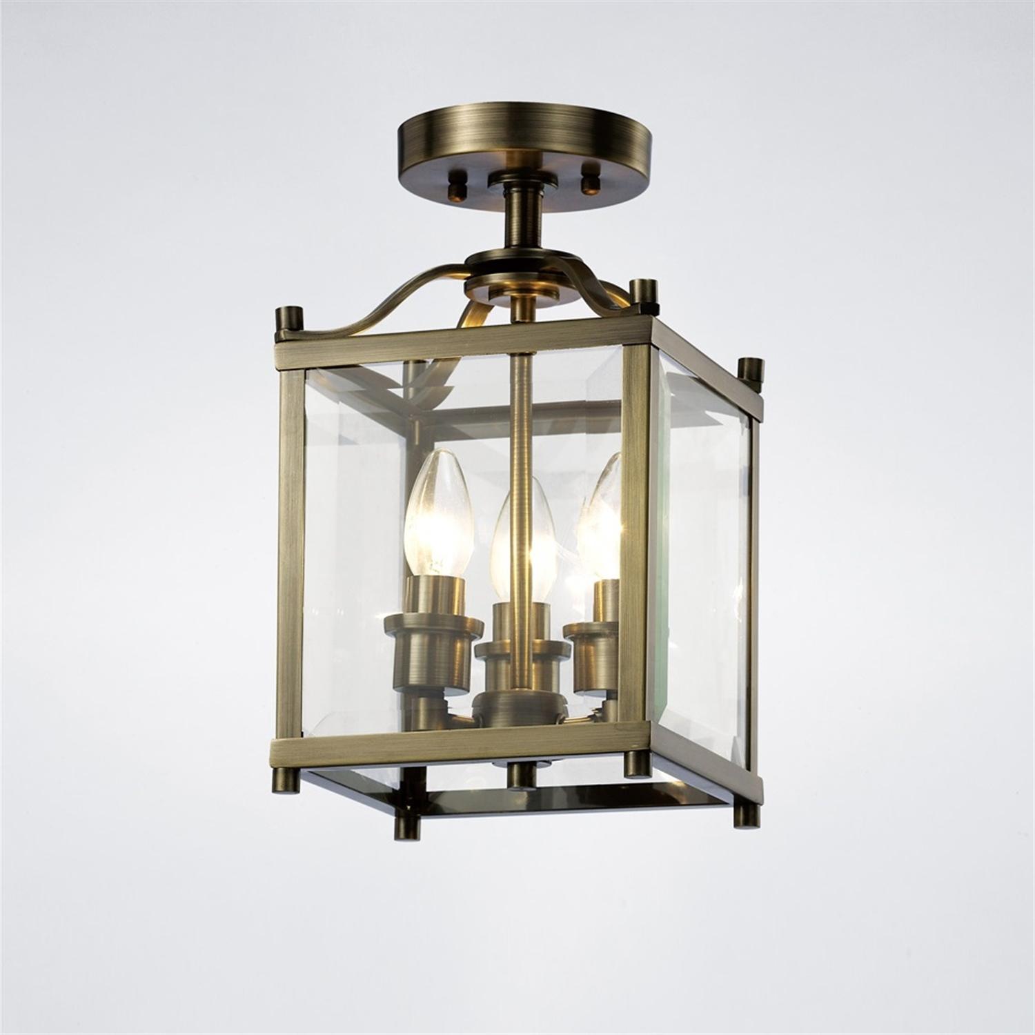 Aston 3 Light Semi Flush Lantern | The Lighting Superstore